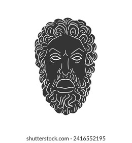 Zeus Icon Silhouette Illustration. Greek Culture Vector Graphic Pictogram Symbol Clip Art. Doodle Sketch Black Sign.