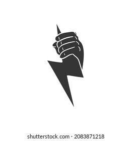 Zeus Icon Silhouette Illustration. Thunder Hand Vector Graphic Pictogram Symbol Clip Art. Doodle Sketch Black Sign.