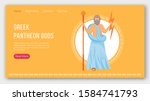 Zeus landing page vector template. Greek pantheon gods. One of 12 olympians. Ancient mythology website interface idea with flat illustrations. Homepage layout, web banner, webpage cartoon concept