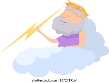 Zeus with lightning, illustration, vector on white background.