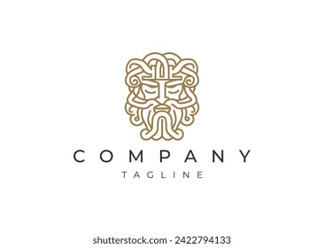 Zeus line style logo design vector icon illustration