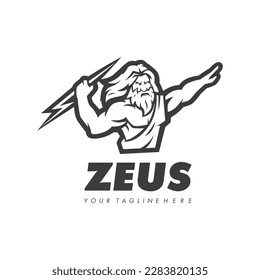 Zeus logo design vector. God zeus holding lightning