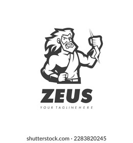 Zeus logo design vector. God zeus holding lightning