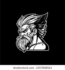 Diseño vectorial de la ilustración del logo de Zeus. Negro y blanco
