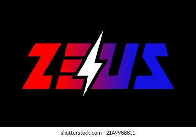 Zeus logo, with writing and lightning concept.