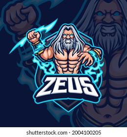 Zeus mascot esport gaming logo design