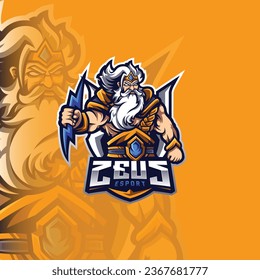 Zeus Mascot Esport Logo Design Illustration For Gaming Club