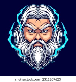 zeus mascot logo design illustration