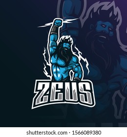 zeus mascot logo design vector with modern illustration concept style for badge, emblem and tshirt printing. angry zeus illustration.