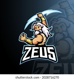 Zeus mascot logo design vector with modern illustration concept style for badge, emblem and t-shirt printing. Angry Zeus illustration for gaming, sport and team.
