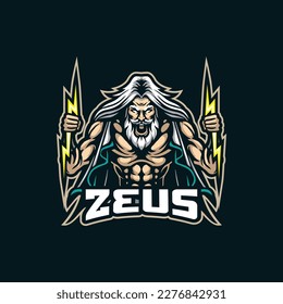 Zeus mascot logo design vector with modern illustration concept style for badge, emblem and t shirt printing. Angry zeus illustration for sport and esport team.