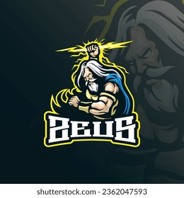 Zeus mascot logo design vector with modern illustration concept style for badge, emblem and t shirt printing. Zeus illustration for sport and esport team.