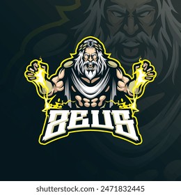 Zeus mascot logo design vector with modern illustration concept style for badge, emblem and t shirt printing. Angry zeus illustration for sport and esport team.