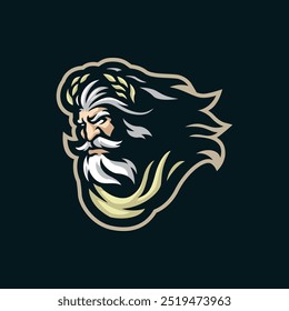 Zeus mascot logo design vector with modern illustration concept style for badge, emblem and t shirt printing. Zeus head illustration.