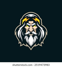 Zeus mascot logo design vector with modern illustration concept style for badge, emblem and t shirt printing. Zeus head illustration.