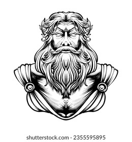 the zeus myth line art vector
