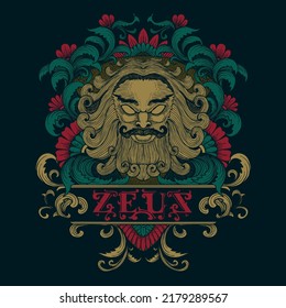 zeus ornament print vector illustration