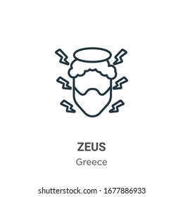 Zeus outline vector icon. Thin line black zeus icon, flat vector simple element illustration from editable greece concept isolated stroke on white background