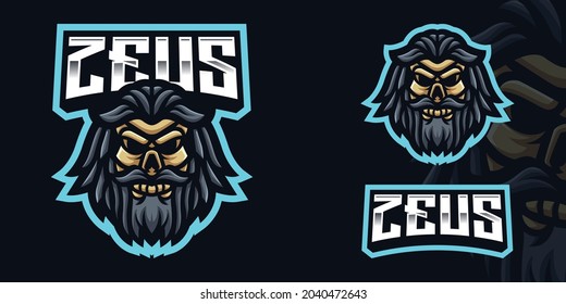 
Zeus Skull Gaming Mascot Logo Template for Esports, Streamer, Facebook, Youtube