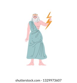 Zeus Supreme Greek God, Ancient Greece Mythology Hero Vector Illustration