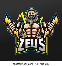 Zeus Thunder Gods Mascot Sport Illustration Design for Logo Esport Gaming Team Squad