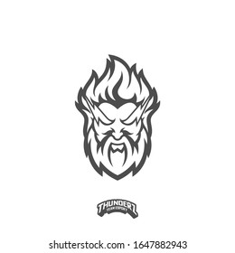 Zeus Thunderbolt Esport gaming mascot logo template Vector. Modern Head Zeus Thunderbolt Logo Vector,  Illustration