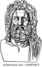 Zeus vintage engraved illustration drawing. 