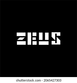 ZEUS writing logo in black monogram style