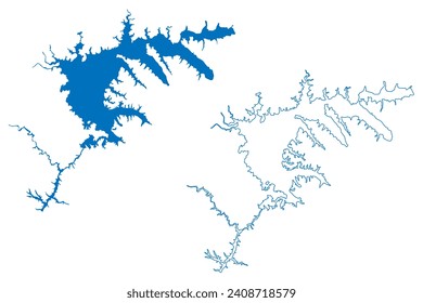 Zeya Lake (Russian Federation, Russia) map vector illustration, scribble sketch Reservoir Zeya Dam map