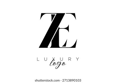 ZE,ze  Serif Letter Monogram Typography Logo for Elegant Premium Branding Identity