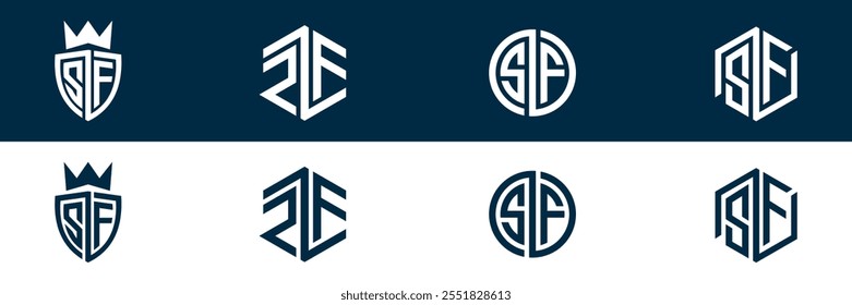 ZF FZ letra logotipo conjunto design