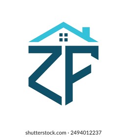 ZF House Logo Design Template. Letter ZF Logo for Real Estate, Construction or any House Related Business
