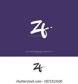 ZF Initial Handschrift oder handgeschriebenes Logo für Identität. Logo mit Unterschrift und handgezeichnet.