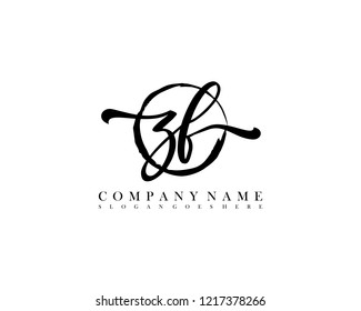 ZF initial handwriting logo circle template vector