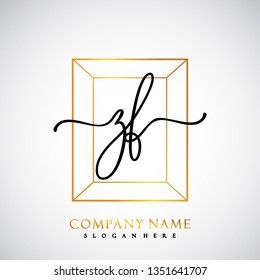 ZF Initial Handwriting logo template vector