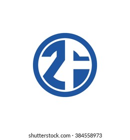 ZF initial letters circle business logo blue