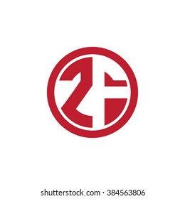ZF initial letters circle business logo red