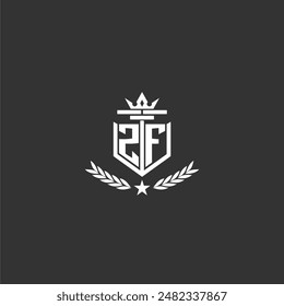 ZF initial monogram brand logo design for crown vector image