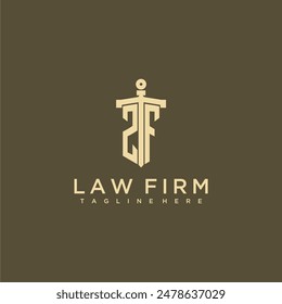 ZF initial monogram for lawfirm logo with sword style image