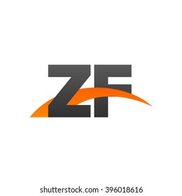 ZF initial overlapping swoosh letter logo black orange