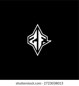 ZF letra inicial logotipo esport conceito techno estilo de corrida design moderno monograma de jogos