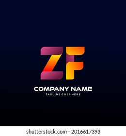 ZF Letter initial Logo Vector With colorful, logo for media business