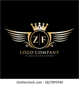 ZF Letter Initial with Royal Wing Logo Template.