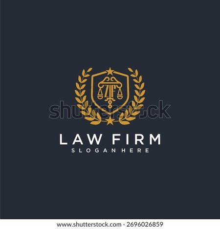 ZF letter monogram logo for lawfirm with pillar and leaf image design