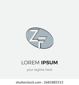 The ZF logo is arranged high and low and decorated with isolated shadow lines in a black circle frame.