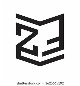 ZF Logo Emblem Monogram With Shield Style Design Template Isolated On white Background