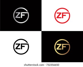 ZF Logo. Letter Design Vector with Red and Black Gold Silver Colors


