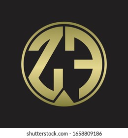 ZF Logo monogram circle with piece ribbon style on gold colors