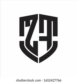ZF Logo monogram with emblem shield shape design isolated on white background