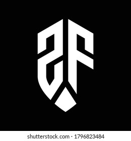 zf logo monogram with emblem shield style design template